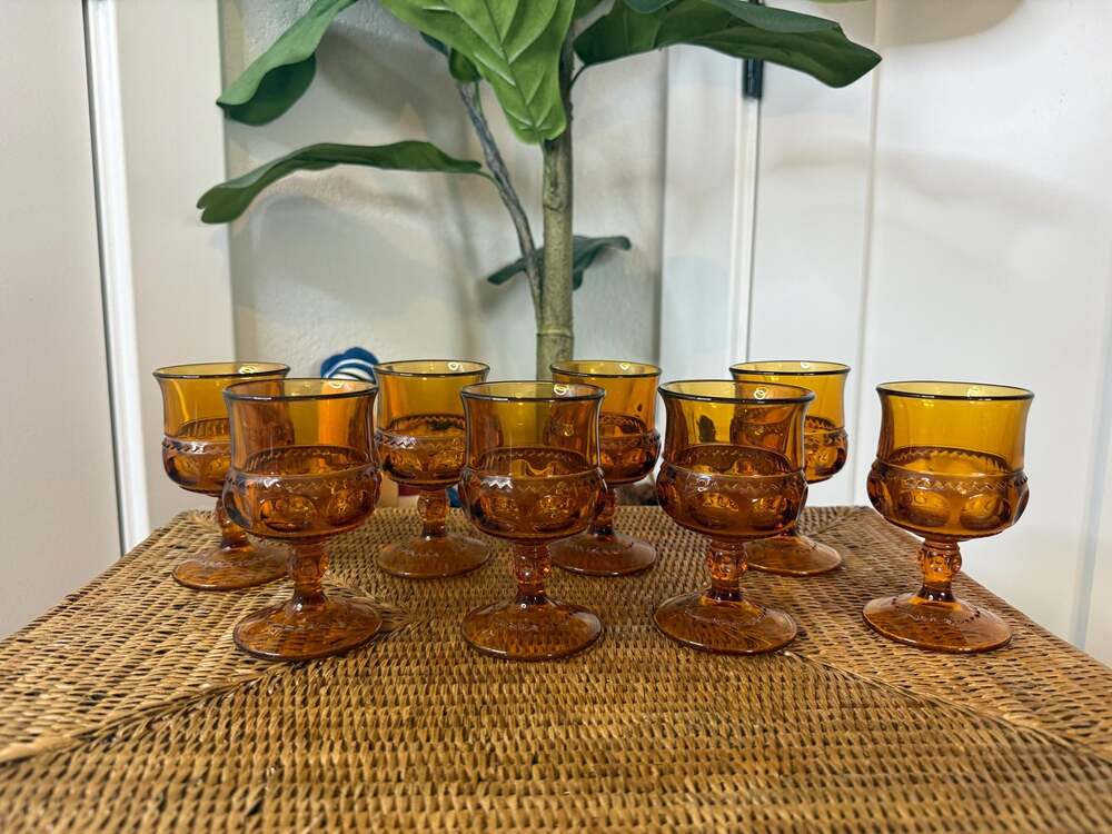 Vintage 'Kings Crown' Thumbprint Goblets